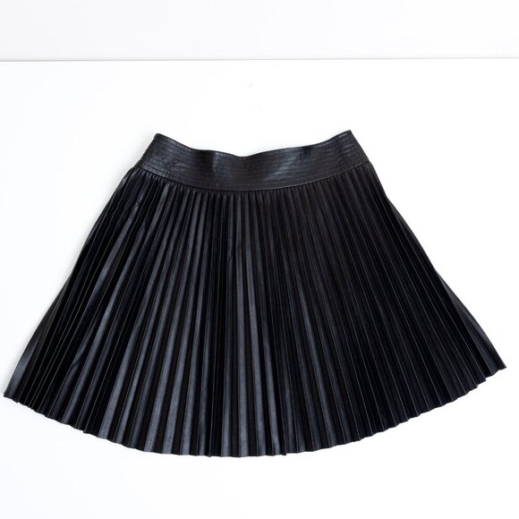 Black Pleated Leather Skirt - Picture 8 of 14